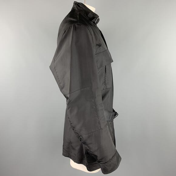 JIL SANDER Size 44 Black Poliammide Zip & Snaps Belted Jacket - Picture 3 of 6